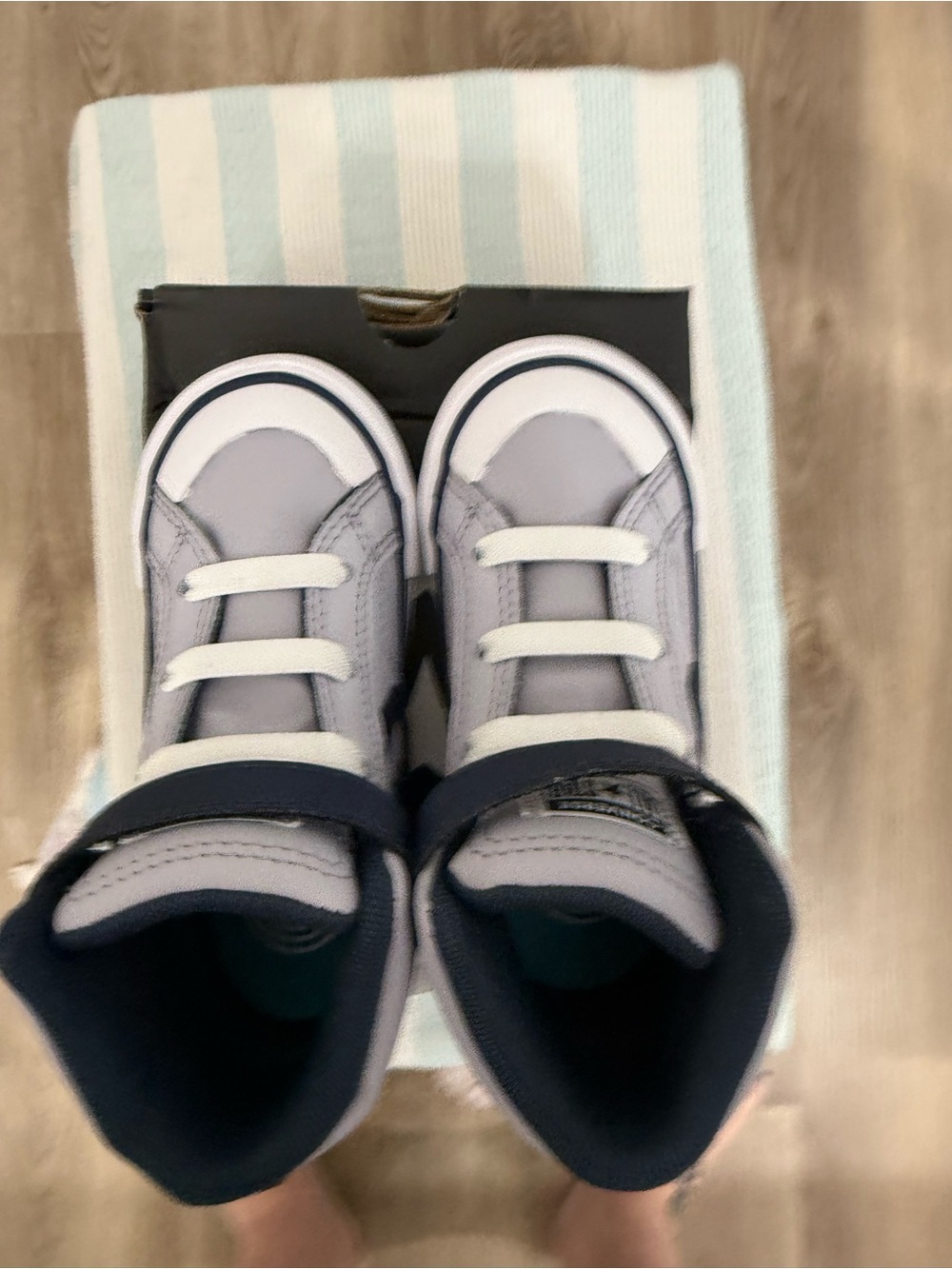 Converse Kids White & Navy High-Top Sneakers - Picture 6 of 8